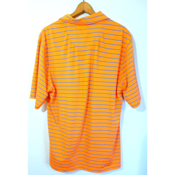 Fairway & Greene Tech Pebble Beach Men's XL Orange Blue Stripe Golf Shirt - Picture 4 of 6